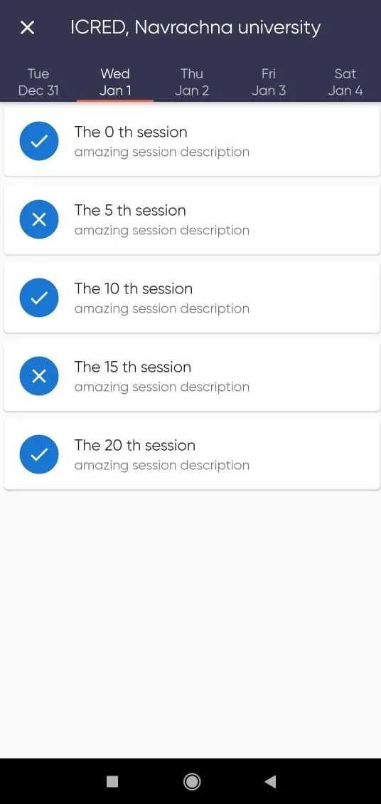 Event-O-Matic Attendee Event Schedule Screen