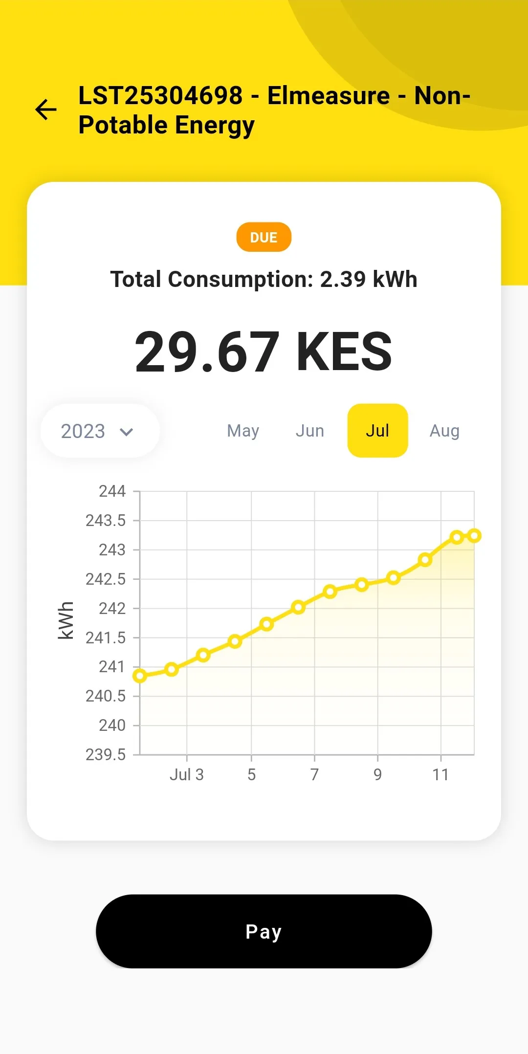 Device dashboard screen