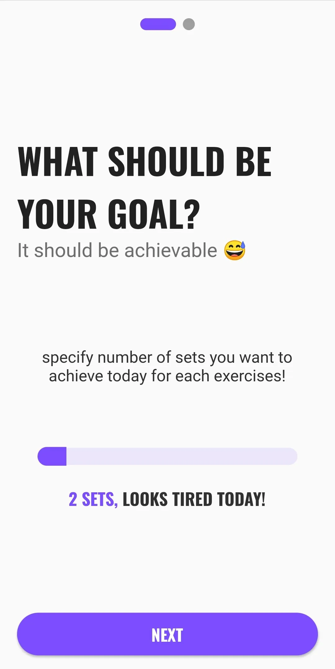 Home Workout App Goal Setting