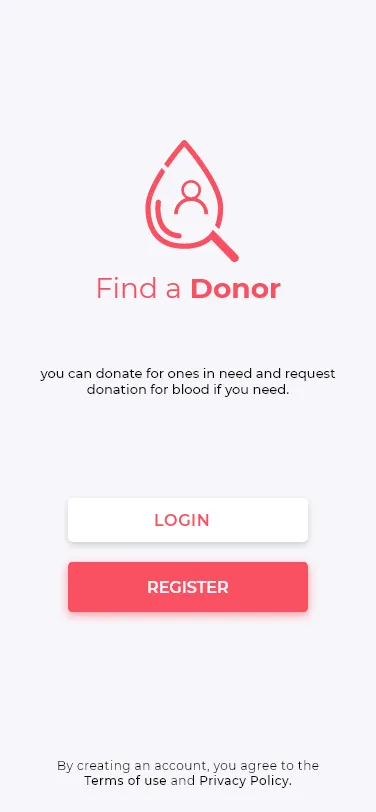 Find a Donor Login Register Page