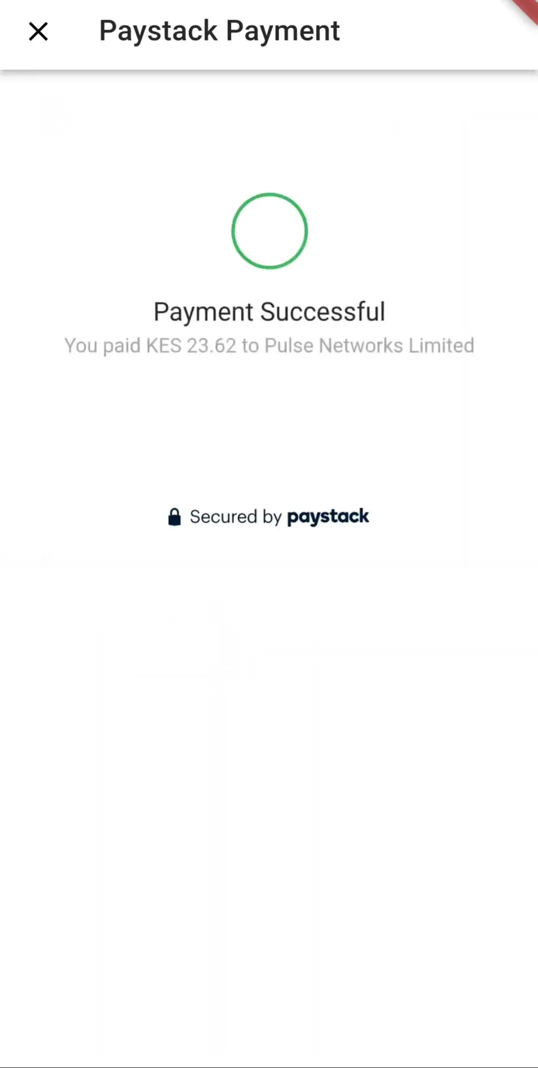 Payment successful screen