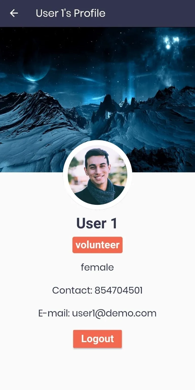 Event-O-Matic Volunteer Profile Screen