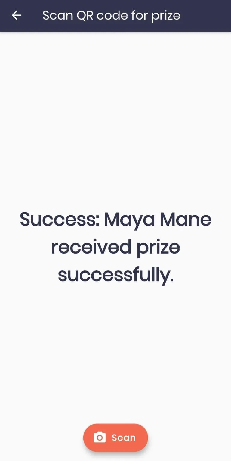 Event-O-Matic Volunteer Utility Screen Scan Success